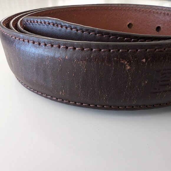 LAUREN RALPH LAUREN Belt 42 Brown Leather‎ Light Distressed Silver Tone Buckle - Picture 4 of 16